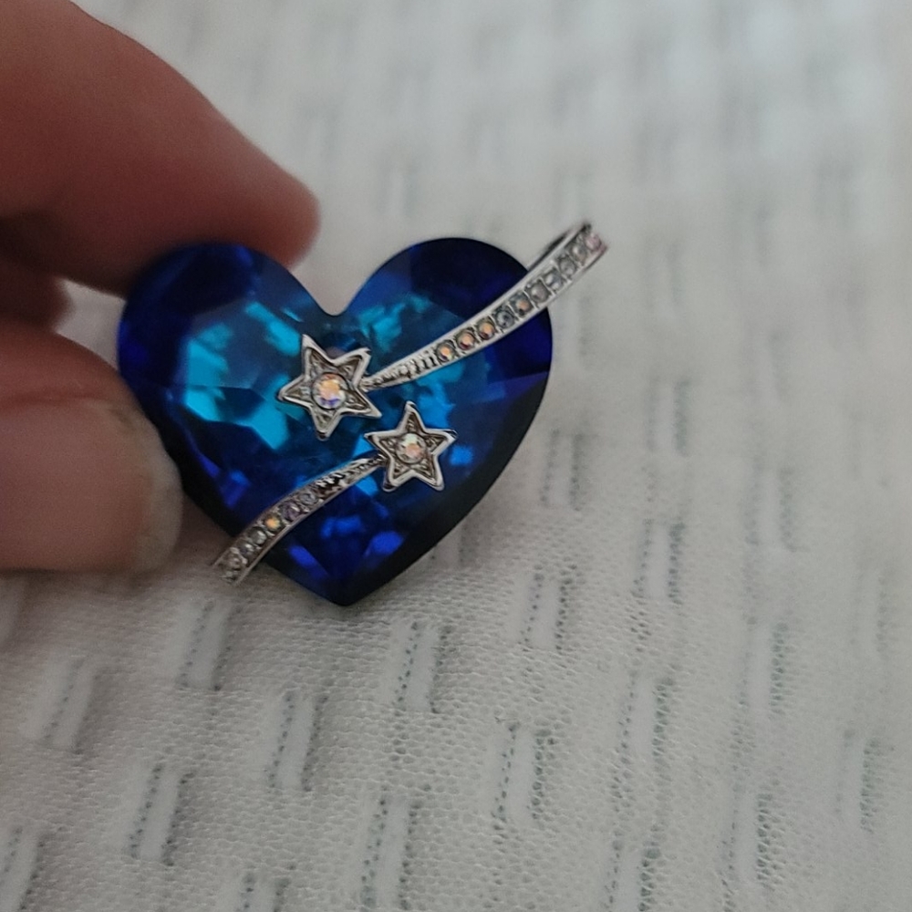 LOVE YOU Blue Crystal heart pendant